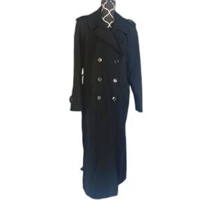 Jonathan Michael Wool VTG Black Double Breasted Made in USA Trench Jacket Sz 10
